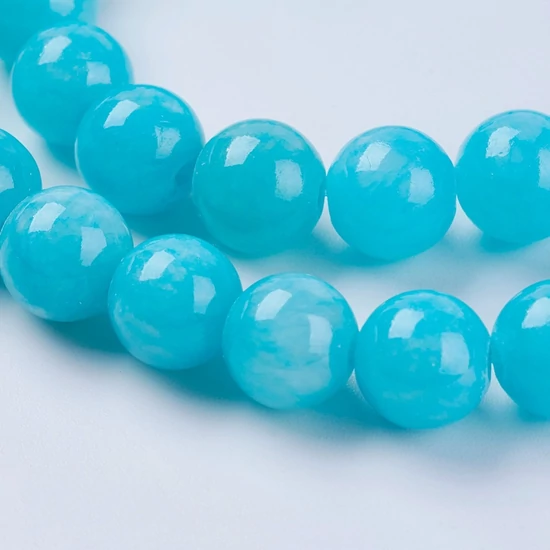 Ásványgyöngy - 8mm - Természetes sötét türkiz színű Jáde