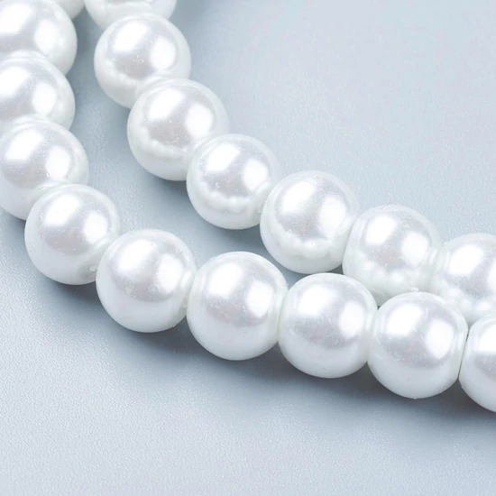 Tekla üveggyöngy - 8mm - Gyöngyház Fehér
