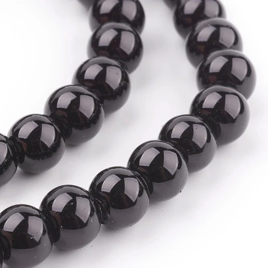 Tekla üveggyöngy - 8mm - Gyöngyház Fekete