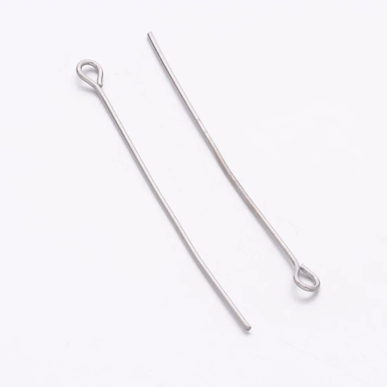 Szerelőpálca - 40mm - hurkos, platina ezüst színben -  ólommentes és kadmiummentes (50db)