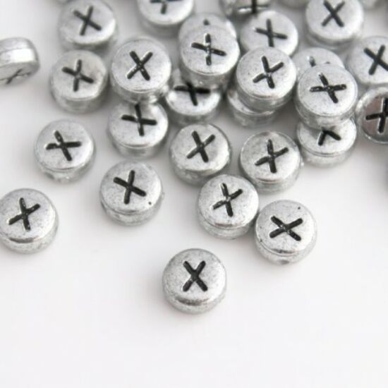 Ezüst betű gyöngy - X