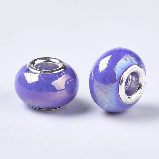 Pandora gyöngy - 14x10mm - halvány Lila AB színben - nagy lyukú – pandorás 