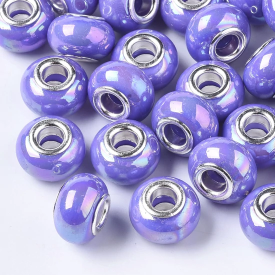 Pandora gyöngy - 14x10mm - halvány Lila AB színben - nagy lyukú – pandorás 