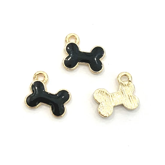 Medál - csont - 13x11,5mm – halvány arany és fekete - ólom és Kadmiummentes! 