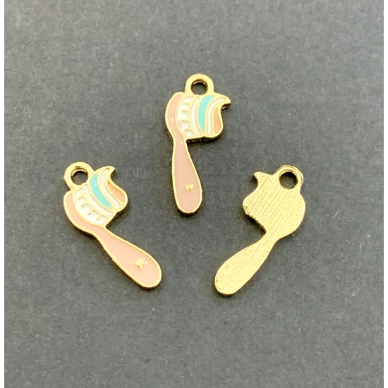 Medál fogkém - 8,5x18mm - rózsaszín és halvány arany színekben - ólom és Kadmiummentes!