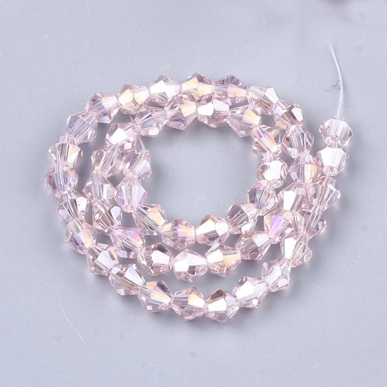 Üveggyöngy - 6mm bicone - Rózsaszín AB színben
