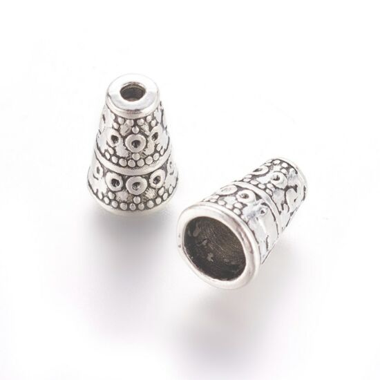 Gyöngykupak - süveg alakú, antik ezüst - halvány mintával - Ólom és Kadmiummentes! 