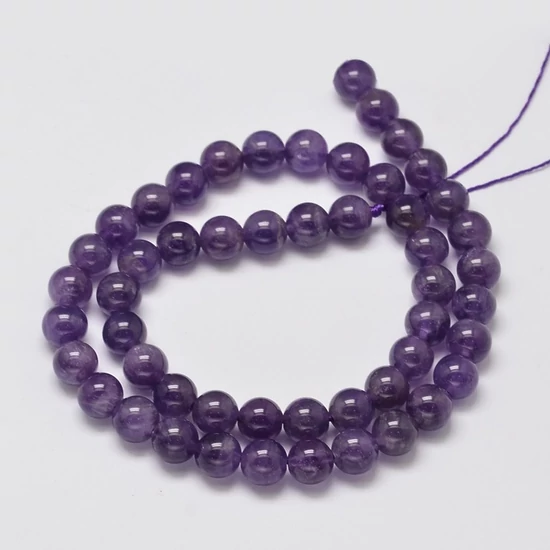 Ásványgyöngy - 8mm - Természetes Ametiszt