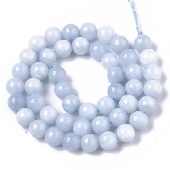 Természetes ásványgyöngy - 8mm - Viharvert Achát - Akvamarin színben 