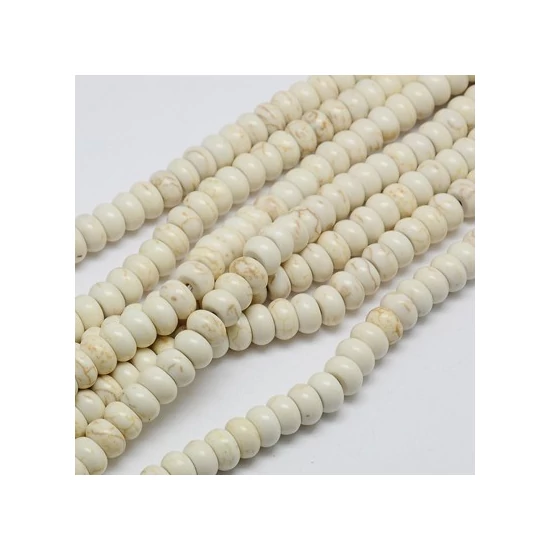 Szintetikus türkiz - 10x6mm - antik krém színben 