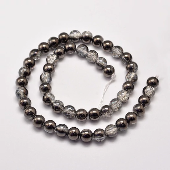 Szintetikus - 8mm - galvanizált kvarc - hematit és kristály színben 