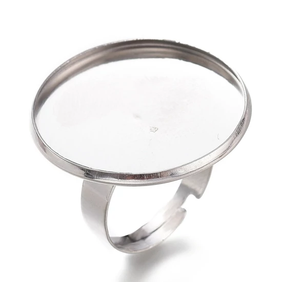 Üveg lencsés gyűrű alap - 25mm lencséhez - platina ezüst színben - Rozsdamentes Acél!