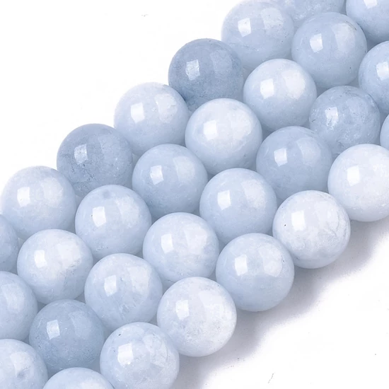 Természetes ásványgyöngy - 8mm - Viharvert Achát - Akvamarin színben 