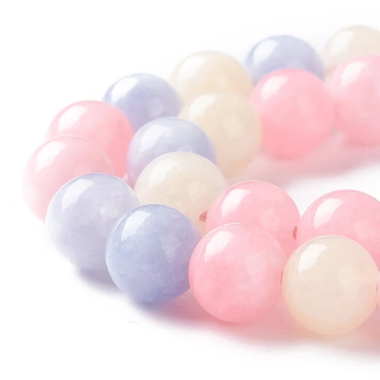 Ásványgyöngy - természetes - 8mm - kalcedon – festett morganit utánzat 