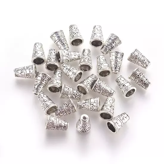 Gyöngykupak - süveg alakú, antik ezüst - halvány mintával - Ólom és Kadmiummentes! 
