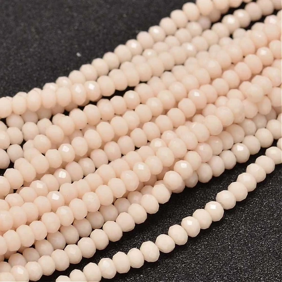 Üveggyöngy - 3x2mm - Fehérített mandula - fánk alakú csiszolt