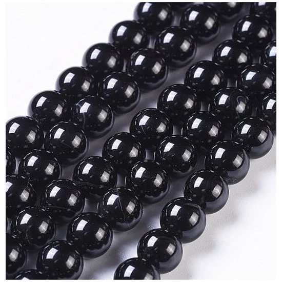Ásványgyöngy - 10mm - Természetes Fekete Onix