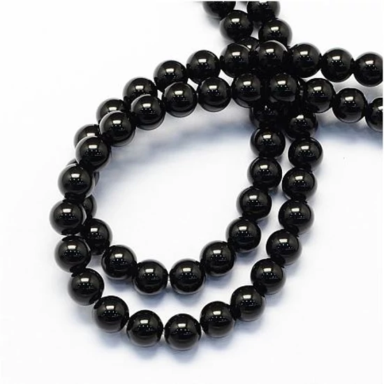 Ásványgyöngy - 6mm - Természetes Fekete Onix