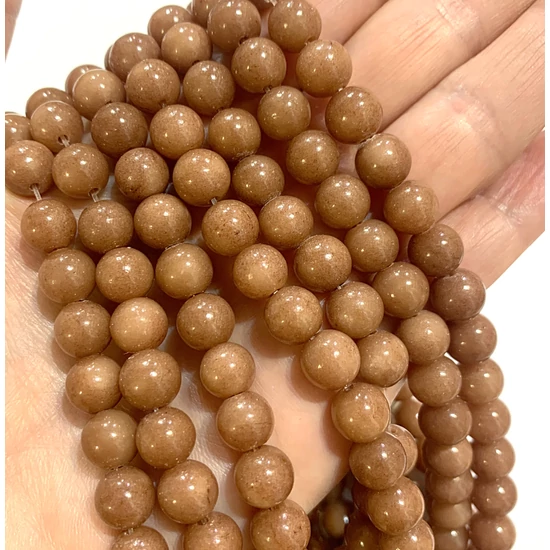 Ásványgyöngy - 8mm - Természetes Jáde – sienna