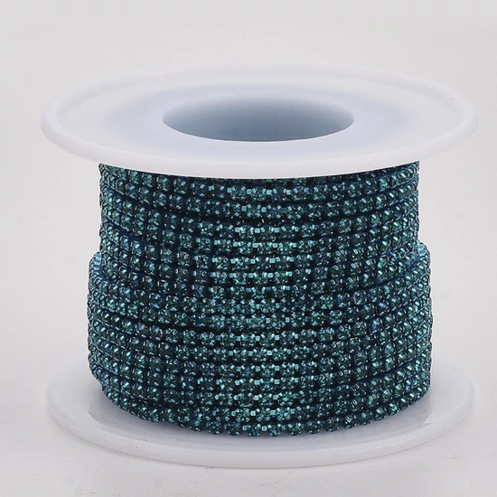 Lánc - strasszos - 2,1mm - halvány cirkón kék színben