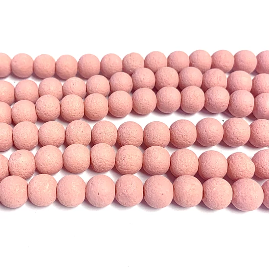 Üveggyöngy - 8mm - láva utánzat - falamingo színben