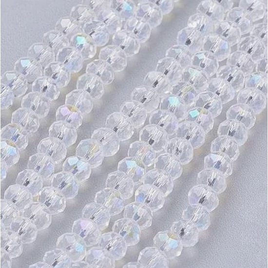 Üveggyöngy - 3x2mm - kristály AB - bicone