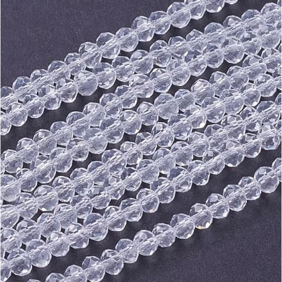 Üveggyöngy - 3x2mm - kristály - csiszolt fánk