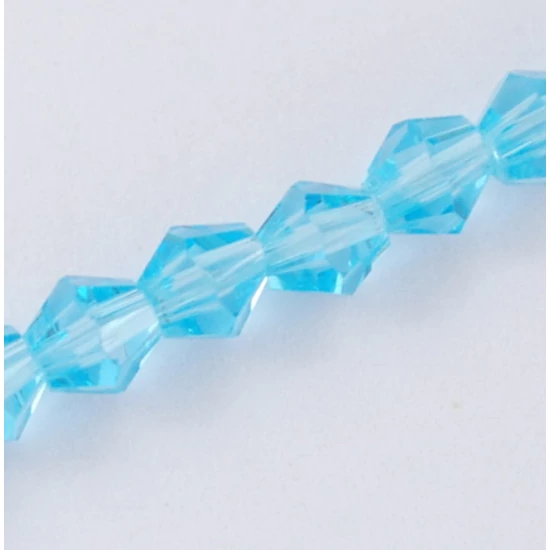 Üveggyöngy - 6mm - bicone - áttetsző égkék