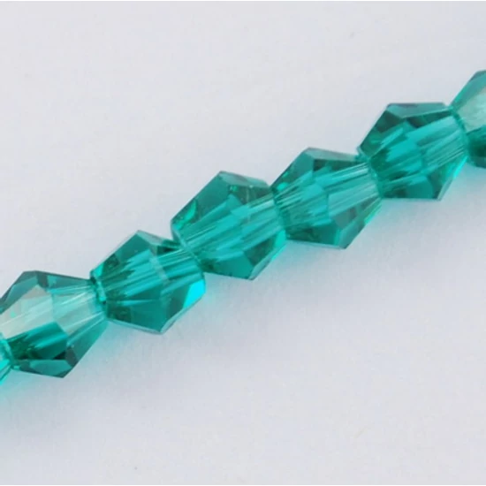 Üveggyöngy - 6mm - bicone - áttetsző sötét cián