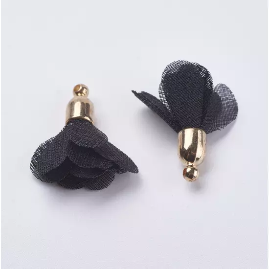 Bojt - fekete színű - virág alakú - halvány arany gyöngysapkában
