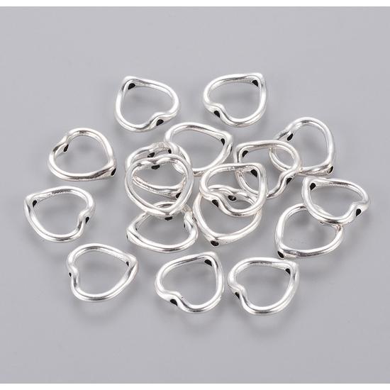 Köztes gyöngy – 15x12,5mm - szív - keret - platina színben