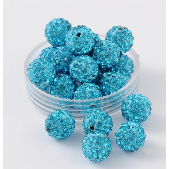 Shamballa gyöngy - türkiz színben - 10mm 