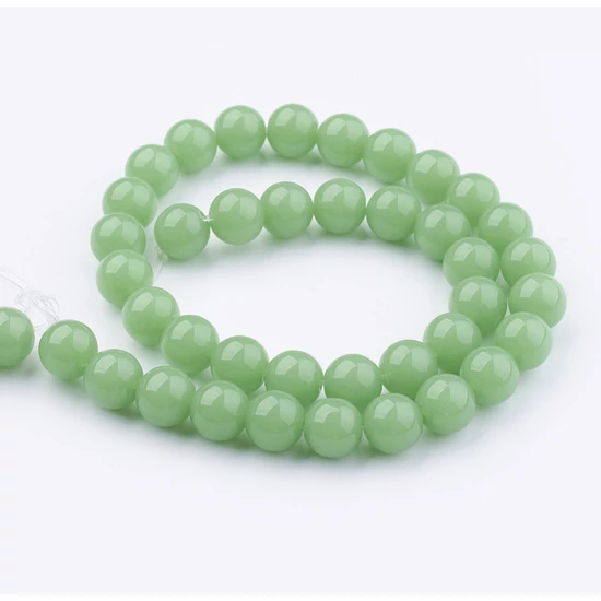 Üveggyöngy - 10mm - limezöld (10db)