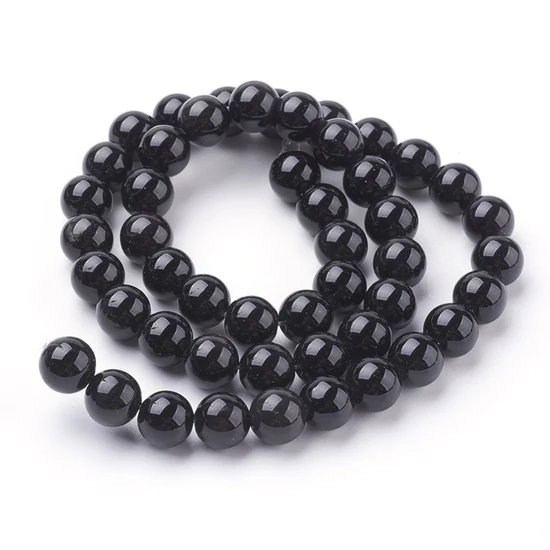 Ásványgyöngy - Természetes - 8mm - Obszidián - Fekete színben 