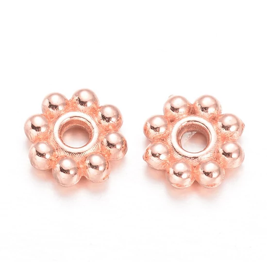 Köztes - apró virág alakú -5x1,5mm - csillogó rózsaarany színben (10db)