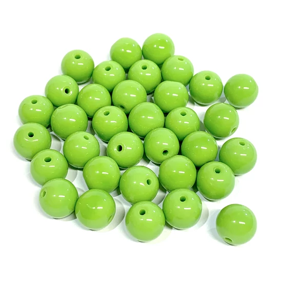 Üveggyöngy - 10mm - gyepzöld színben (10db)