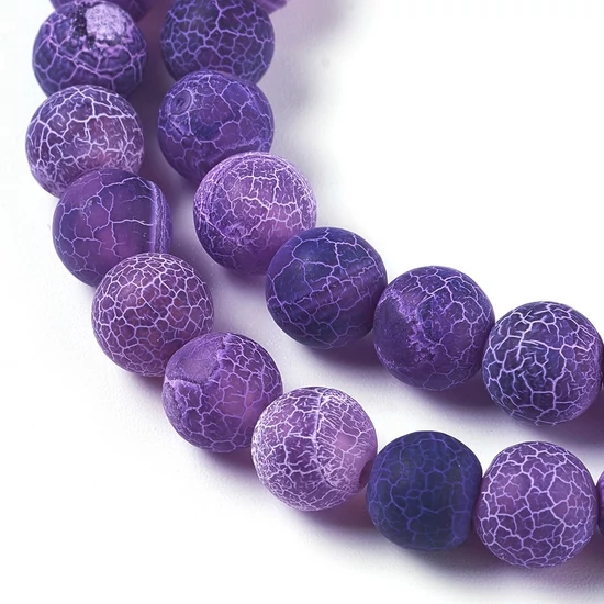 Ásványgyöngy - Természetes Fagyos Lila Achát - 8mm