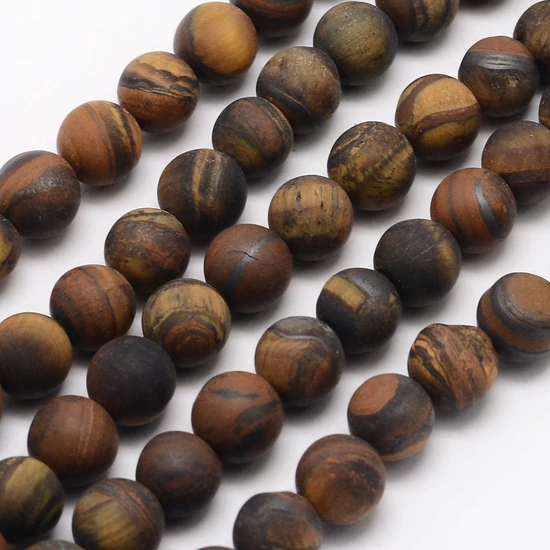 Ásványgyöngy - 8mm - Természetes Fagyos Tigrisszem