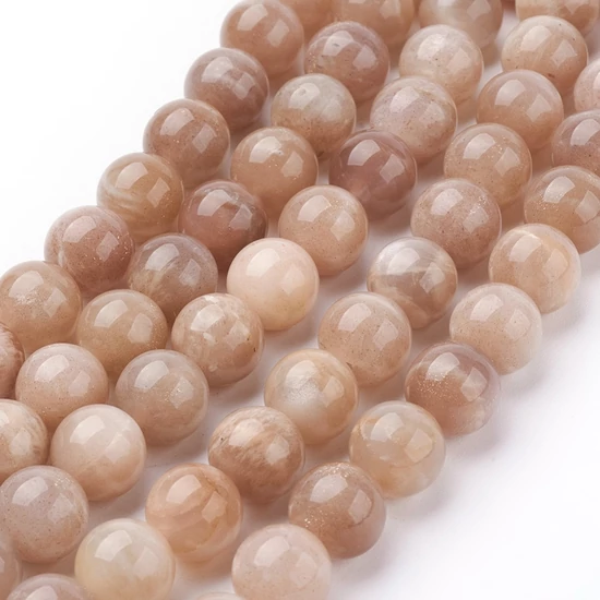 Ásványgyöngy - 10mm - Természetes napkő - homokbarna 