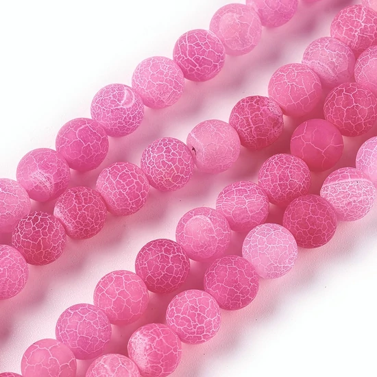 Ásványgyöngy - Természetes - 8mm - Viharvert Achát - élénkpink színben 