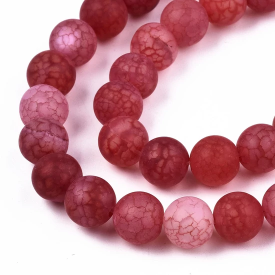 Ásványgyöngy - 8mm - Természetes Achát - festett fagyos cseresznye  színben