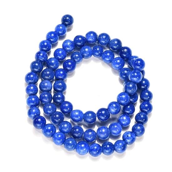 Ásványgyöngy - 6mm - természetes mashan jáde - mélykék színben