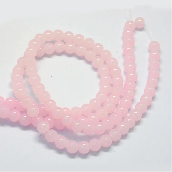 Üveggyöngy - 8mm - opal - rózsaszín - gömb - alakban -10db