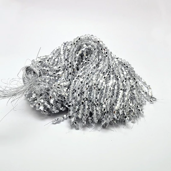 Üveggyöngy - 3mm - Galvanizált alig platina - félig kristály - bicone formájú
