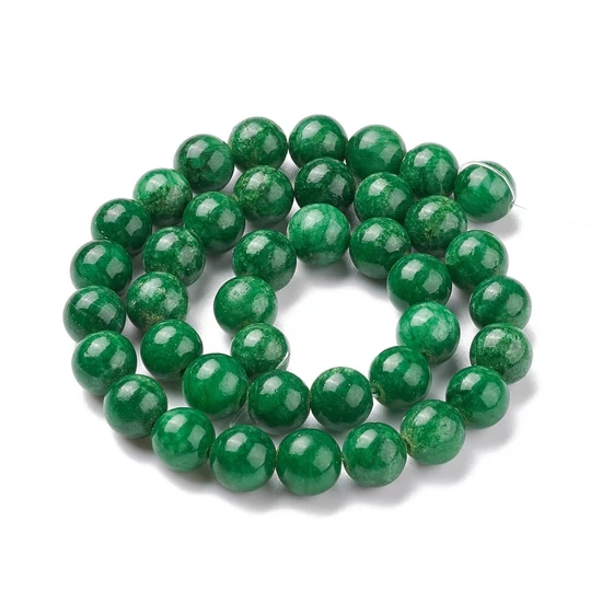 Ásványgyöngy - 10mm - természetes Malajziai Jáde - Sötétzöld színben