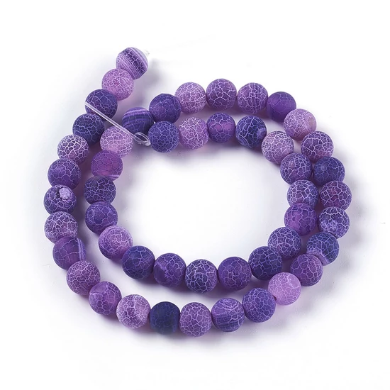 Ásványgyöngy - Természetes Fagyos Lila Achát - 8mm