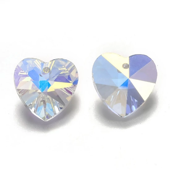 Medál - 10x10mm - kristály AB - üveg