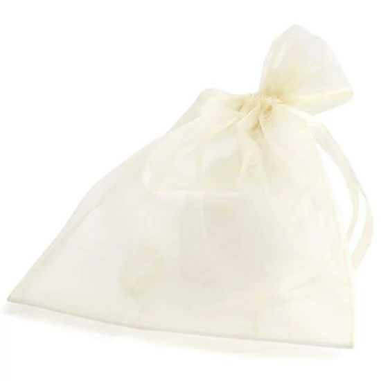 Organza ékszer tasak, fehér színben 