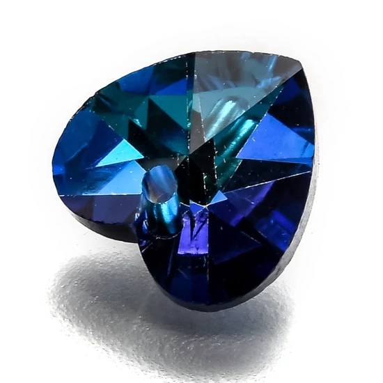 Medál - 10x10mm - bermuda kék - üveg
