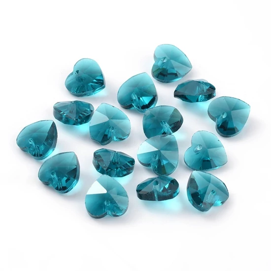 Medál - 10x10mm - áttetsző türkiz - üveg